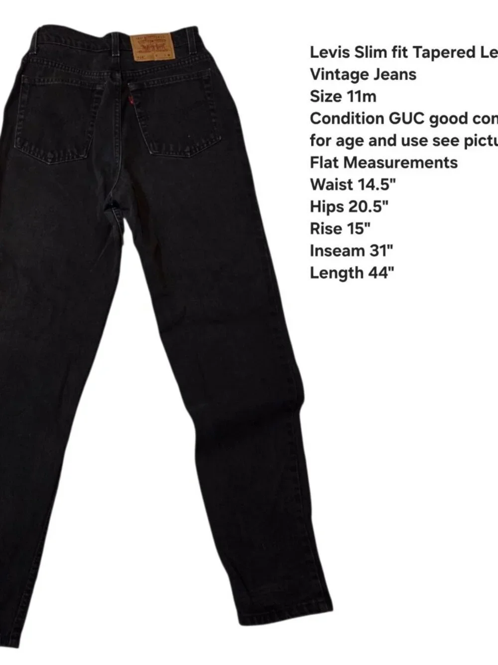 Vintage Levi's 512 Black Jeans Tapered Leg 29